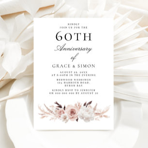 Vintage Elegant Blush 60th Wedding Anniversary Invitation