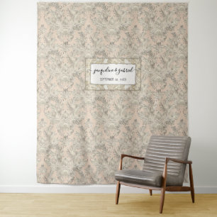 Vintage Elegant Blush Pink Damask Wedding Photo Tapestry