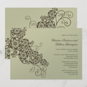 Vintage Elegant Boho Floral Paisley Wedding Invite
