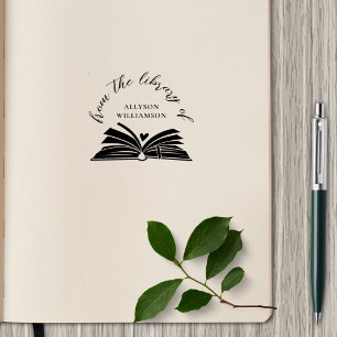 Vintage Elegant Bold Script Custom Library Book Rubber Stamp