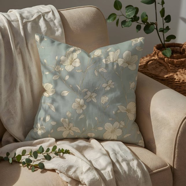Vintage Elegant Botanical Line Art  Cushion (Creator Uploaded)