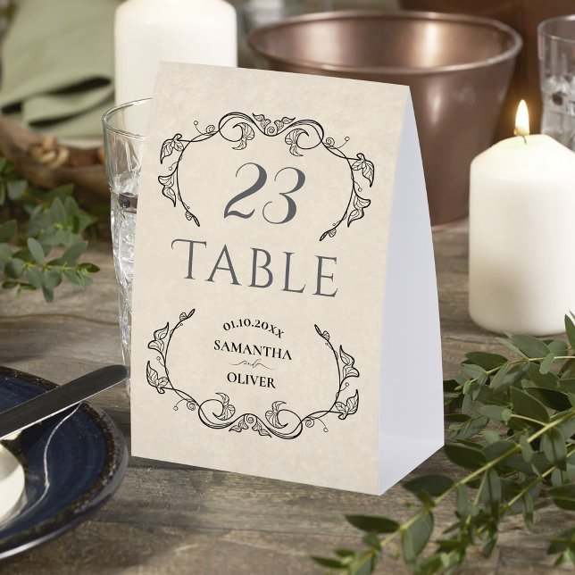 Vintage Elegant Botanical Wedding Table Card (Creator Uploaded)