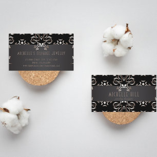 Vintage Elegant Bronze Baroque Border On Black Business Card