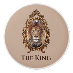 Vintage Elegant Brown Lion King Retro Dads Ceramic Knob