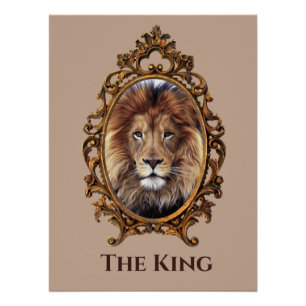 Vintage Elegant Brown Lion King Retro Dads  Poster