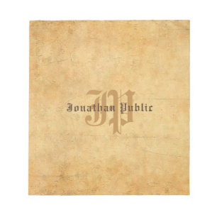 Vintage Elegant Calligraphy Monogram Template Notepad