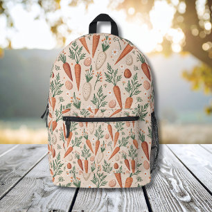 Vintage Elegant Carrots with Blossoms and Tiny Egg Printed Backpack
