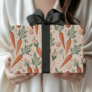 Vintage Elegant Carrots with Blossoms and Tiny Egg Wrapping Paper