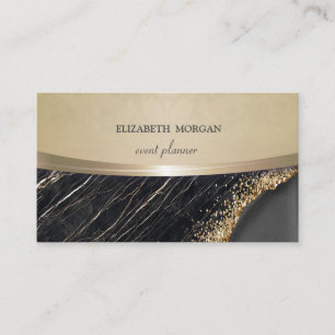 Vintage Elegant,Chic,Floral Black Marble Business Card