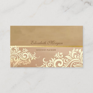 Vintage Elegant,Chic,Gold Lace Business Card