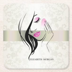 Vintage Elegant,Chic,Lace,Girl Silhouette Square Paper Coaster