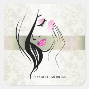Vintage Elegant,Chic,Lace,Girl Silhouette   Square Sticker
