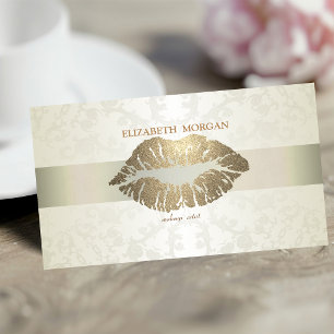 Vintage Elegant,Chic,Lace,Glittery Lips Business Card