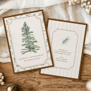 Vintage Elegant Christmas Holiday Tree Brown Card