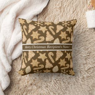 Vintage Elegant Classic Golden Christmas Holiday  Cushion