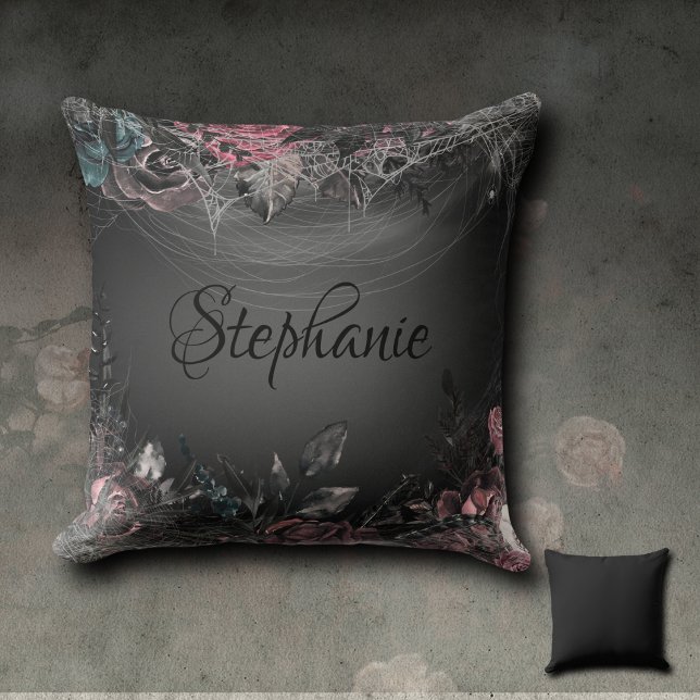 Vintage Elegant Dark Roses Monogram Cushion (Creator Uploaded)