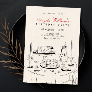 Vintage elegant dinner table decor birthday invitation