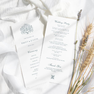 Vintage Elegant Dusty Blue Baroque Wedding Program