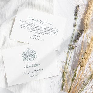Vintage Elegant Dusty Blue Baroque Wedding Thank You Card