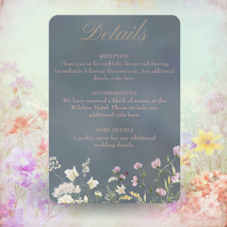 Vintage Elegant Dusty Blue Floral Wedding Enclosure Card