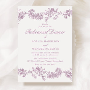 Vintage Elegant Dusty Rose Blush Rehearsal Dinner Invitation