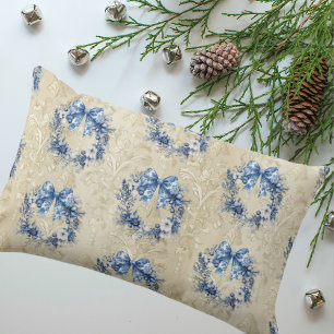 Vintage Elegant Ecru Antique Damask Lumbar Cushion
