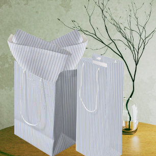 Vintage Elegant Faded Blue Stripe Gift Decoupage Medium Gift Bag