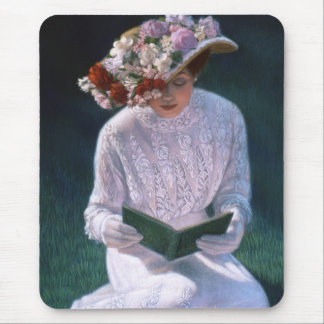Vintage Elegant Fine Art Victorian Lady Reading Mouse Pad