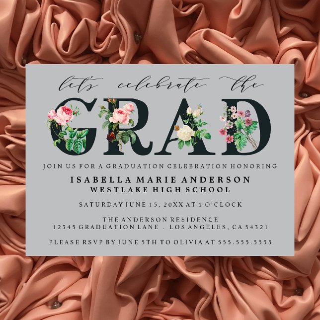 VINTAGE ELEGANT FLORAL GRADUATION PARTY INVITATION (Creator Uploaded)