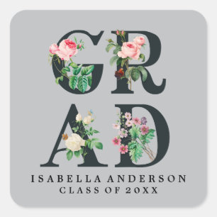 VINTAGE ELEGANT FLORAL GRADUATION STICKER