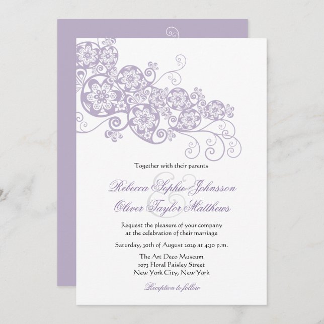 Vintage Elegant Floral Paisley Boho Wedding Invite (Front/Back)