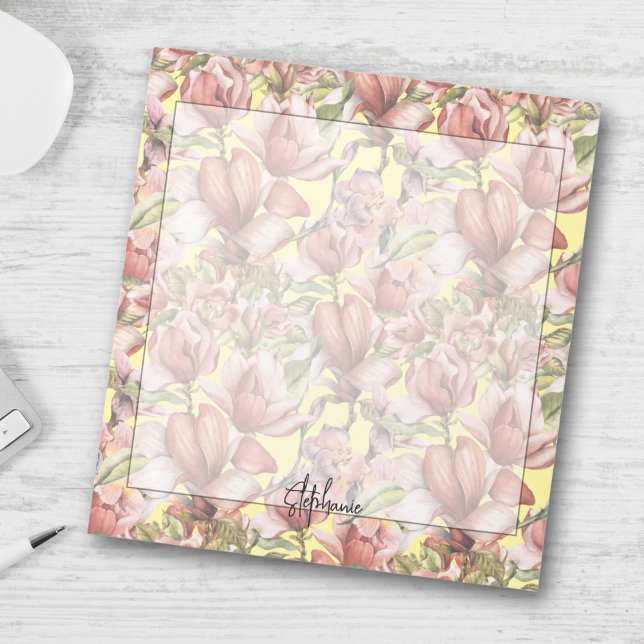 Vintage Elegant Floral Pattern Light Yellow Notepad (Creator Uploaded)