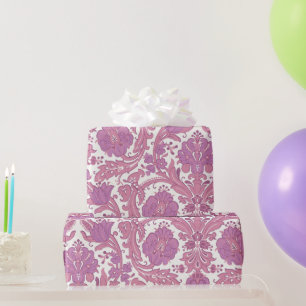 Vintage Elegant Floral Pattern Purple Pink Flowers Wrapping Paper