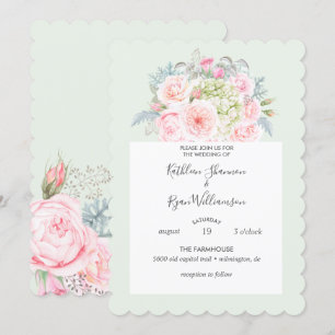Vintage Elegant Floral Pinks Green Any Colour Pape Invitation