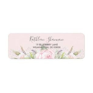 Vintage Elegant Floral Pinks Grey Any Colour Return Address Label