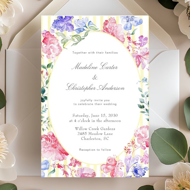 Vintage Elegant Floral Regency Era Wedding Invitation (Creator Uploaded)
