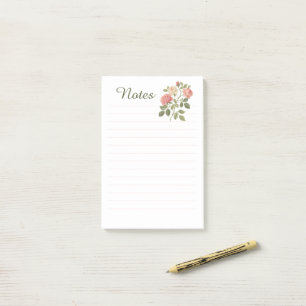 Vintage Elegant Floral Roses Aesthetic Lined Note
