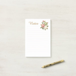 Vintage Elegant Floral Roses Lined Notes Notepad