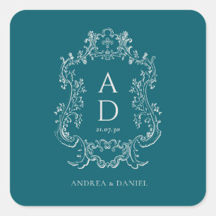 Vintage Elegant Floral Square Sticker