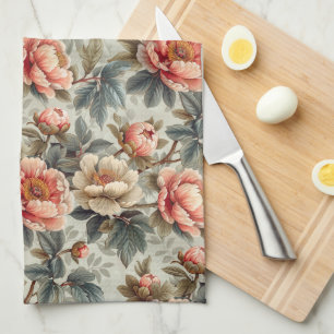 Vintage elegant floral tea towel