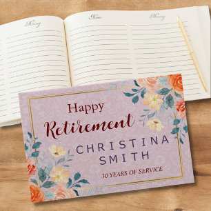 Vintage Elegant Floral Watercolor Retirement Party Guest Book