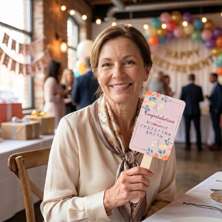 Vintage Elegant Floral Watercolor Retirement Party Hand Fan