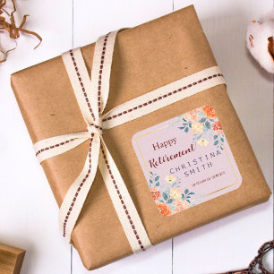 Vintage Elegant Floral Watercolor Retirement Party Square Sticker