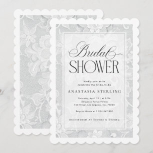 Vintage Elegant Floral White Lace Bridal Shower  Invitation
