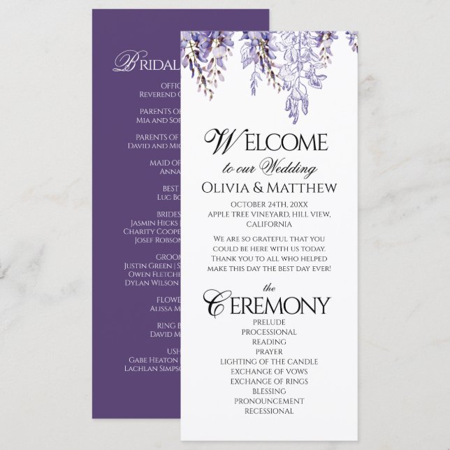 Vintage Elegant Florals Regency Wedding Program (Front/Back)