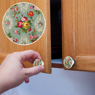 Vintage Elegant Flower Ceramic Knob