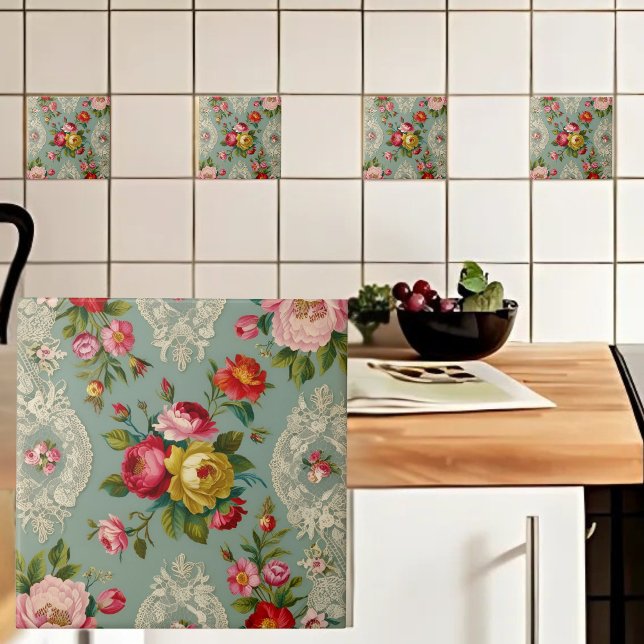 Vintage Elegant Flower Ceramic Tile (Creator Uploaded)