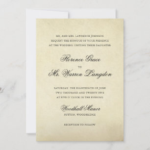 Vintage Elegant Formal Wedding Invitation