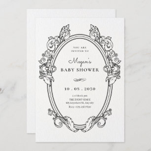 Vintage elegant frame art baby shower invitation