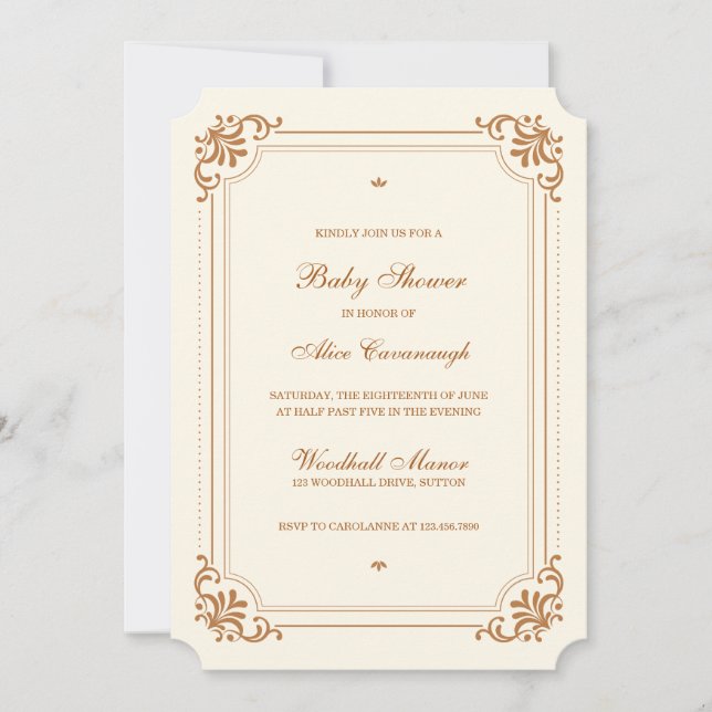 Vintage Elegant Gender Neutral Baby Shower Invitation (Front)